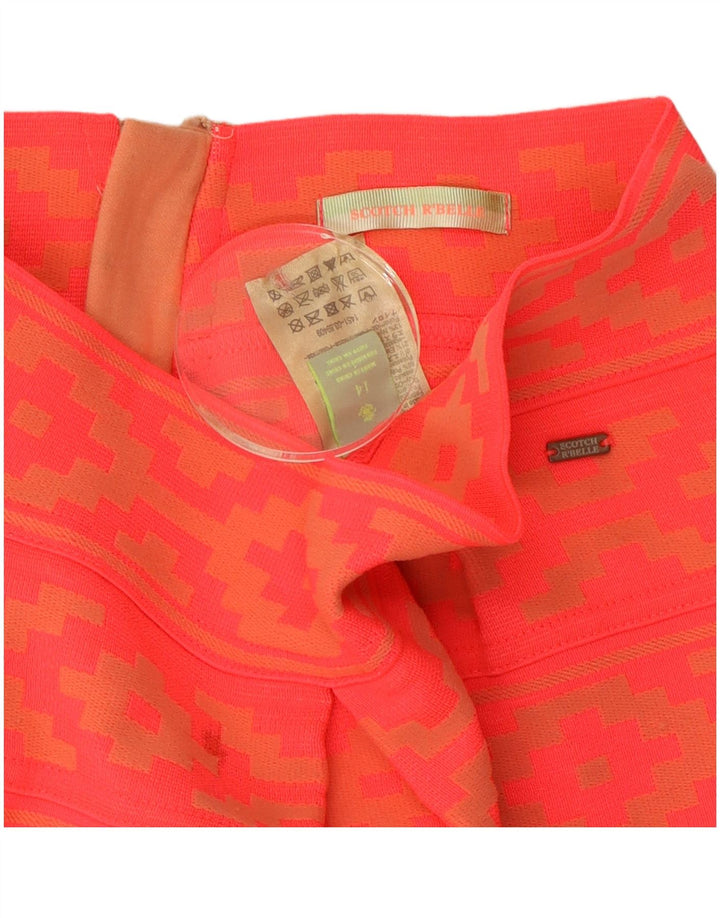 Damska spódnica w kształcie litery A w stylu vintage UK 14 Medium W28 Pomarańczowy geometryczny poliester