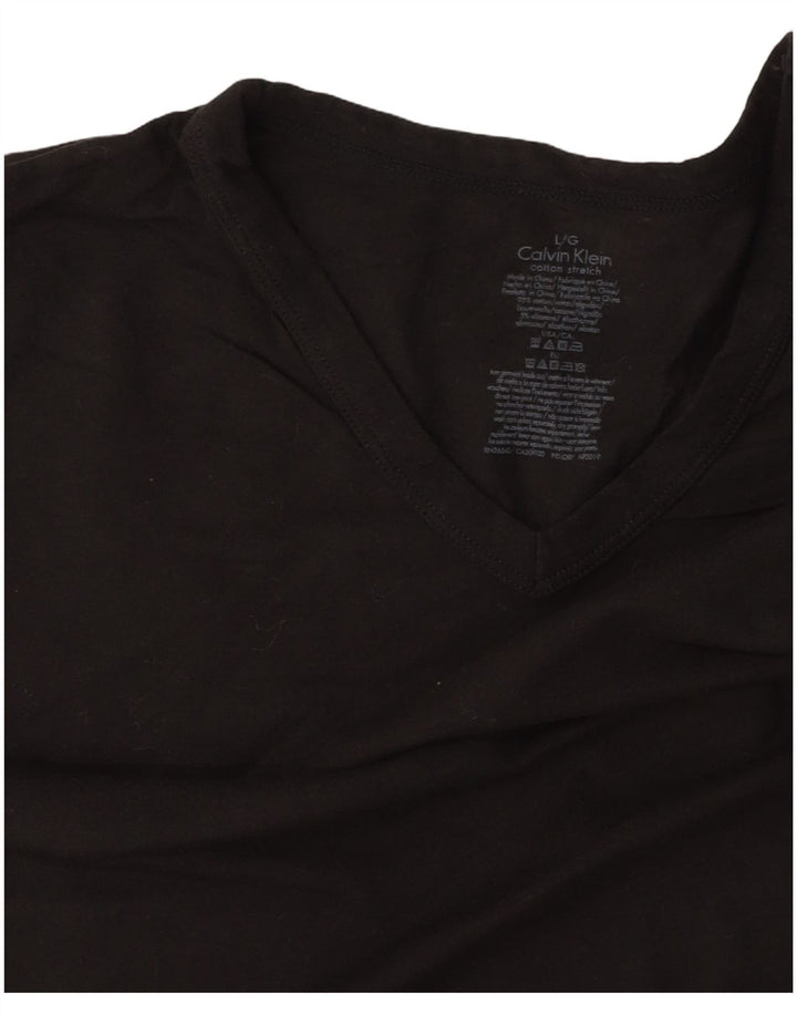 CALVIN KLEIN Męski T-shirt Top, duży, czarny, bawełniany