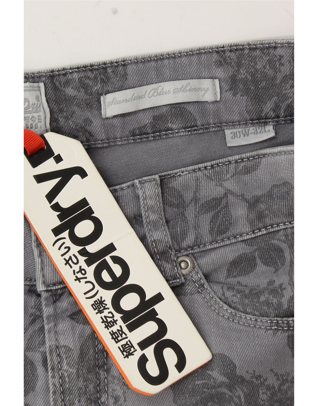 SUPERDRY Damskie standardowe jeansy skinny W30 L32 Niebieska bawełna w kwiaty