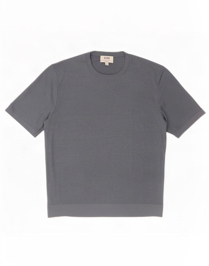 Cos Męski t-shirt o regularnym kroju, średni niebieski jedwab