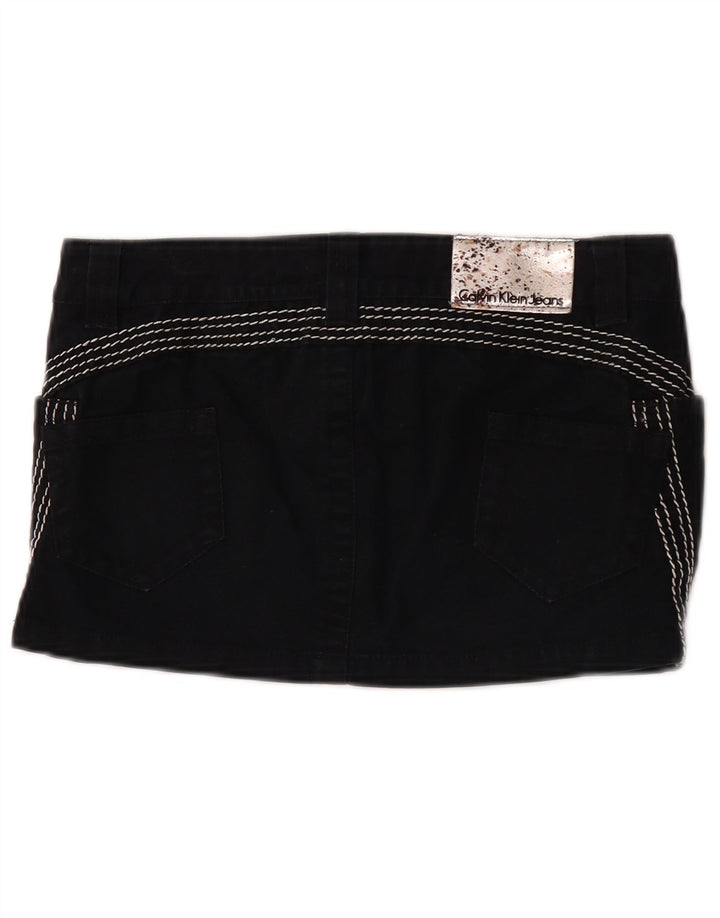 Calvin Klein Damska mini spódniczka dżinsowa W26 Mała czarna bawełniana