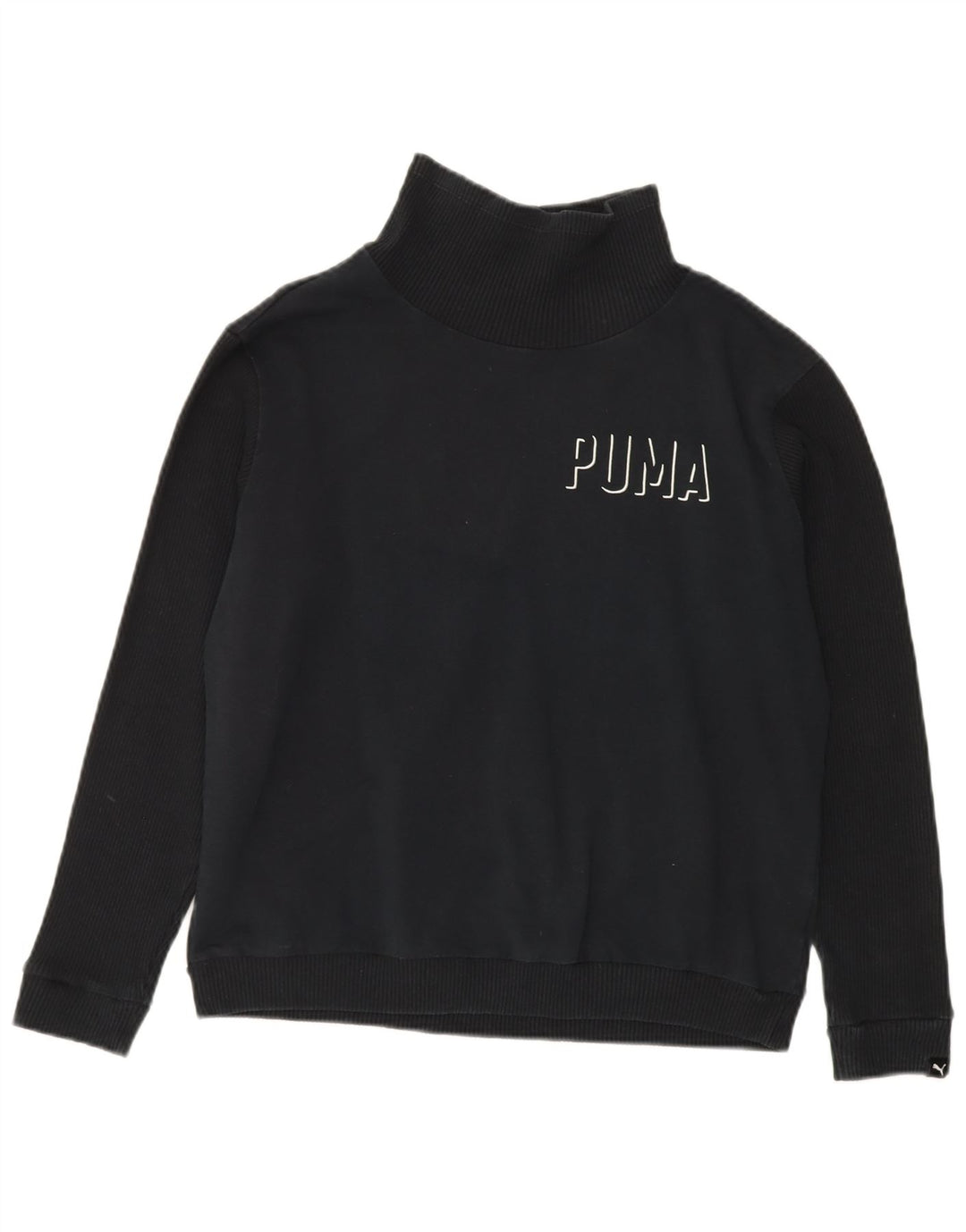 PUMA Womens Turtle Neck Sweatshirt Jumper UK 12 Medium Black