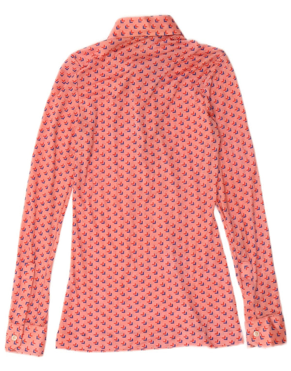 Bluzka damska w stylu vintage, pulowerowa, UK 8, mała, różowa, geometryczna