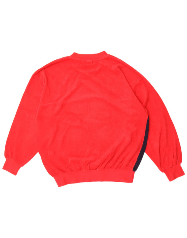 Męski sweter polarowy w stylu vintage, UK 44/46 XL, bawełna w kolorze czerwonym