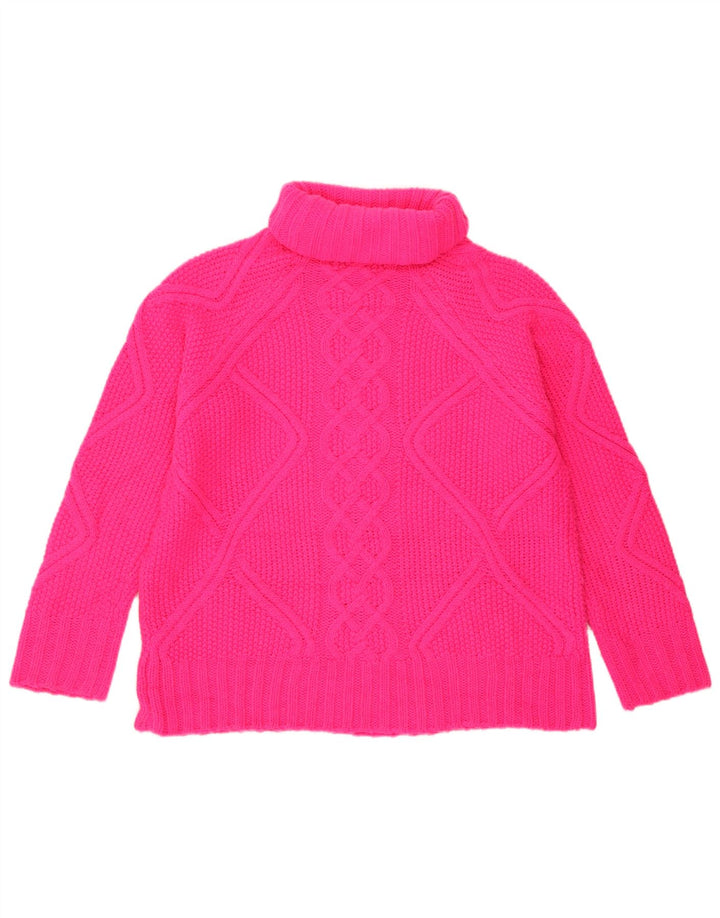 Damski sweter oversize Oasis z golfem UK 10, mały, różowy, akrylowy