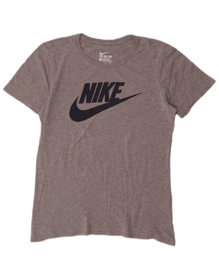 Męski T-shirt z grafiką Nike, mały, szary, bawełniany