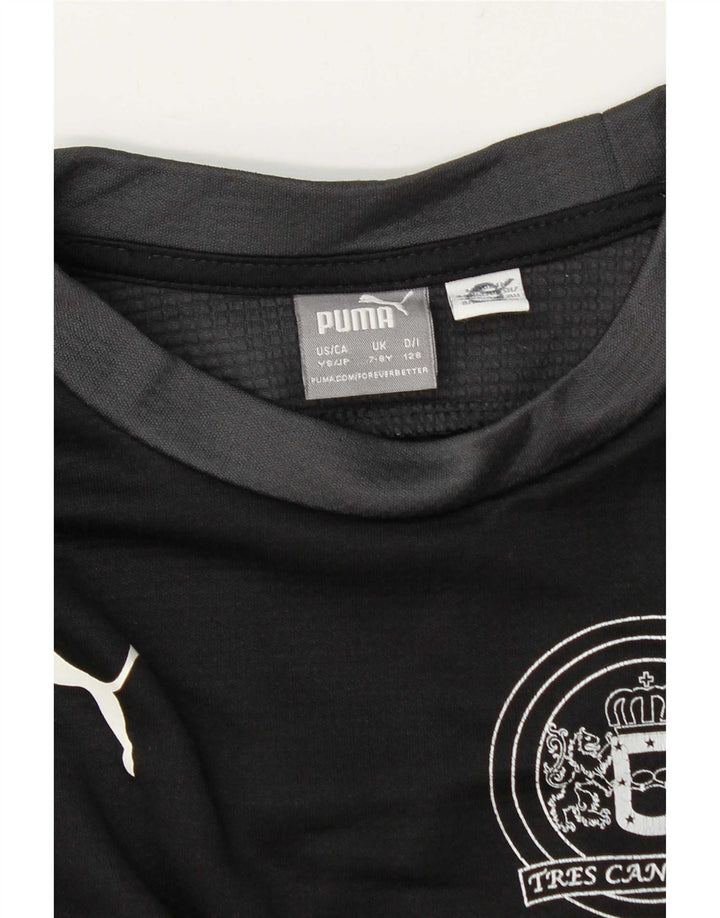 Chłopięca koszulka z grafiką Puma z długim rękawem, 7-8 lat, czarna, z blokami kolorów