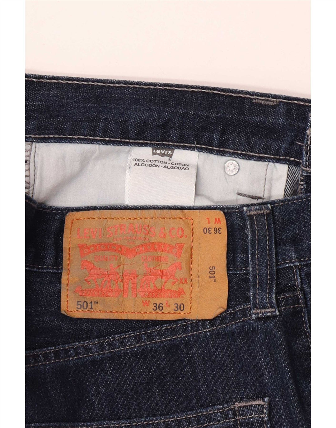 Męskie dżinsy Levi's 501 Straight W36 L30 Granatowa bawełna