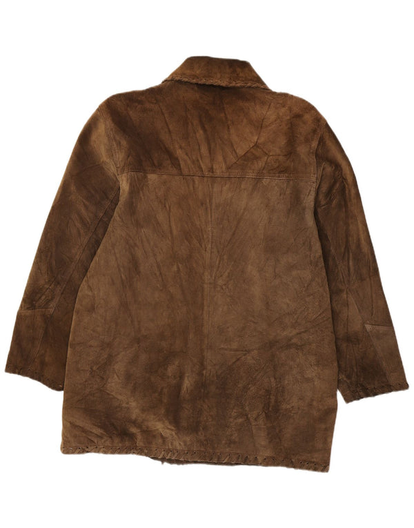 Zamszowa kurtka damska VINTAGE UK 16, duża brązowa skóra