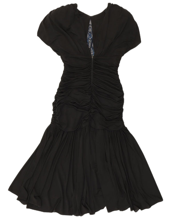 CASADEI Damska sukienka maxi o kroju syreny UK 14, średnia czarna, lata 80-te