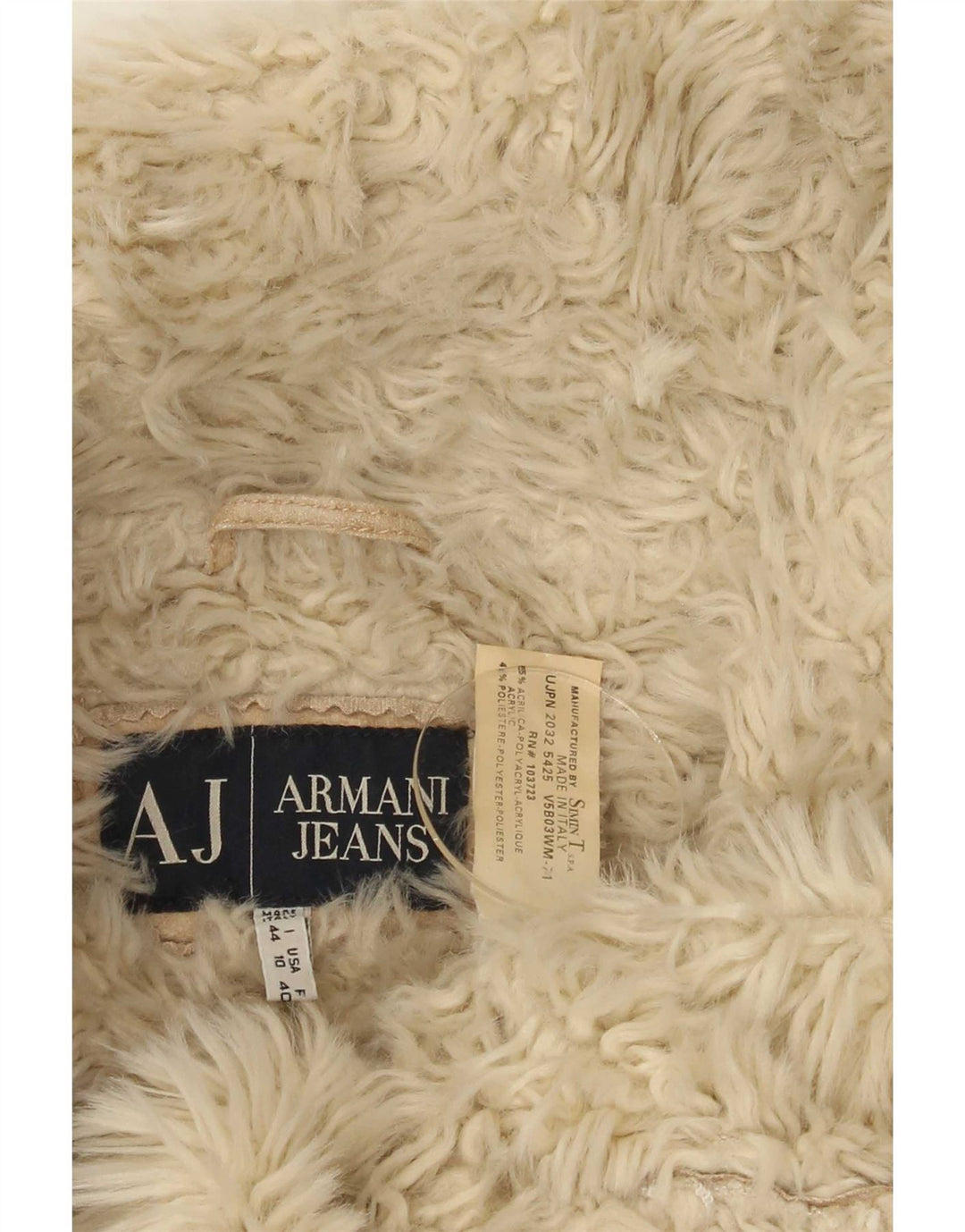 Armani Jeans Damska kurtka Crop Sherpa IT 44 Średni beżowy Tie Dye akryl