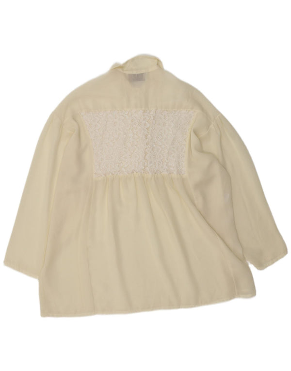 Vintage damska bluzka oversize z koszulą UK 18 XL w kolorze złamanej bieli, poliester