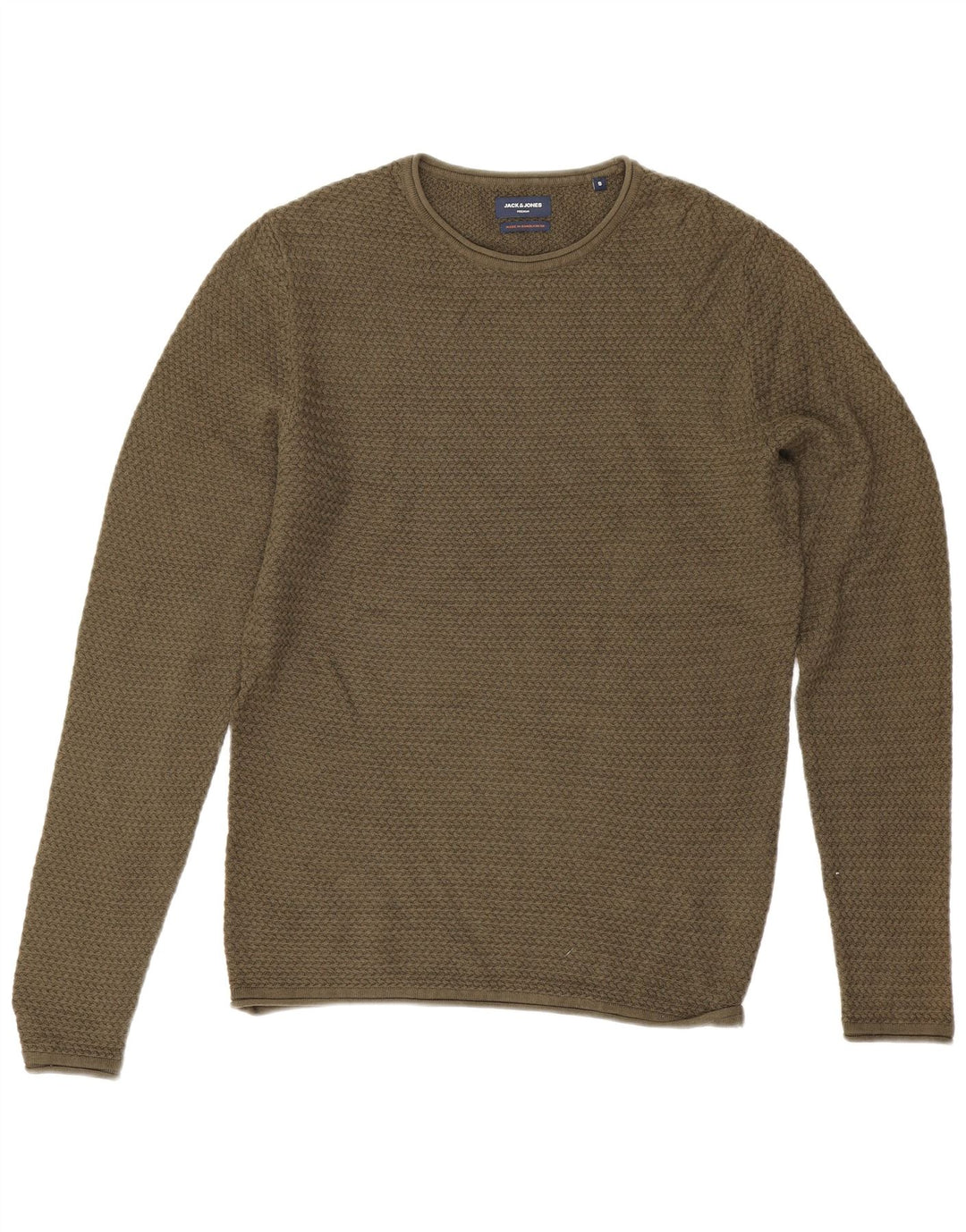 Męski sweter Jack & Jones z okrągłym dekoltem, mały, bawełniany khaki