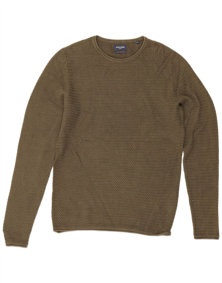 Męski sweter Jack & Jones z okrągłym dekoltem, mały, bawełniany khaki