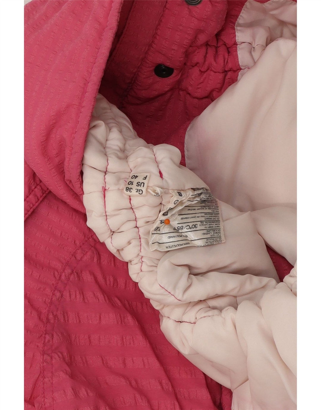 Damska kurtka oversize VINTAGE US 10 z poliestru w duże różowe paski