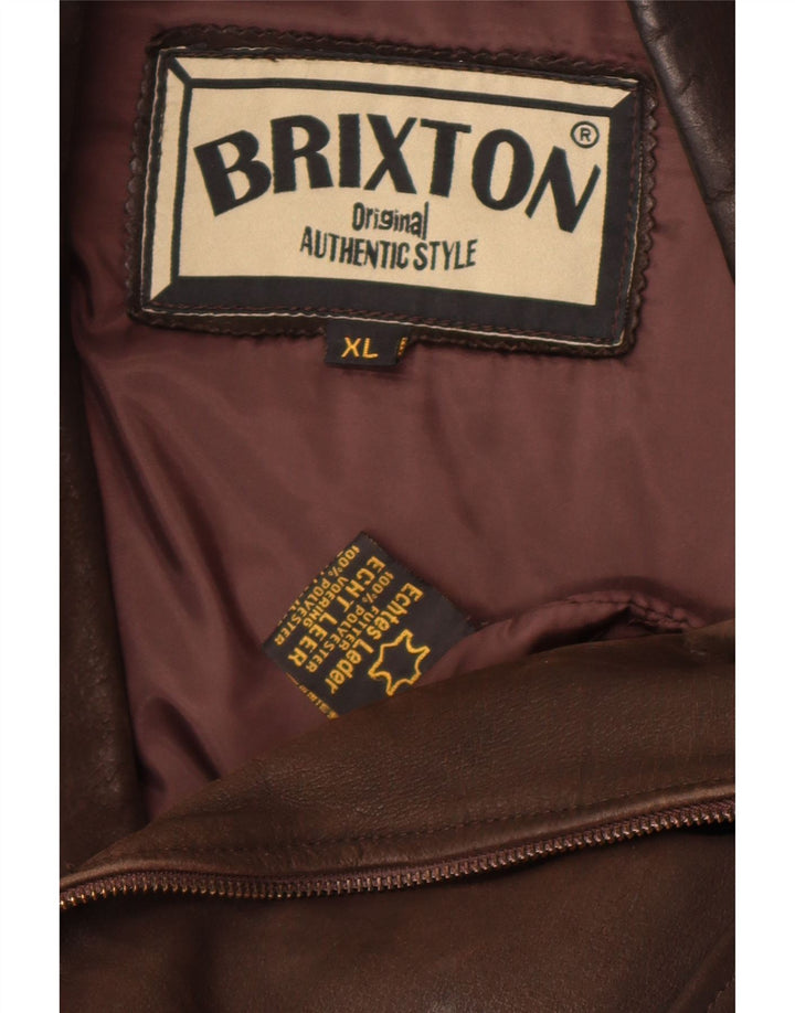 Damska skórzana kurtka motocyklowa Brixton UK 18 XL, brązowa skóra