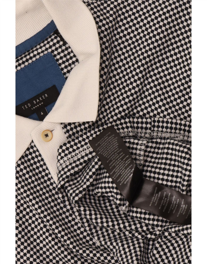 Męska koszulka polo do rugby Ted Baker, rozmiar 4, duża, czarna, z geometrycznym poliestrem