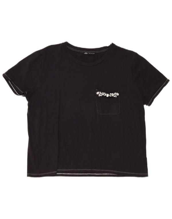 T-shirt damski Zara Top UK 18 XL czarny