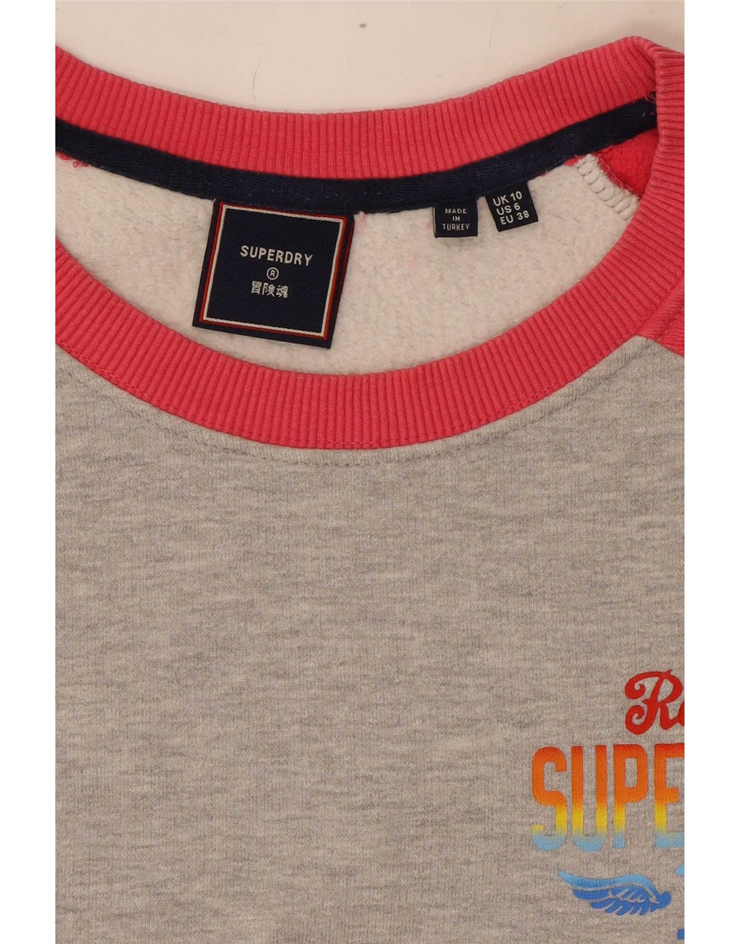 Damski sweter oversize Superdry UK 10, mały, szary, z blokami kolorów