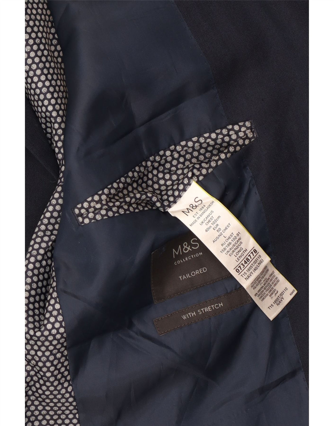 Marks & Spencer Męska marynarka zapinana na 2 guziki, UK 40, średni granat