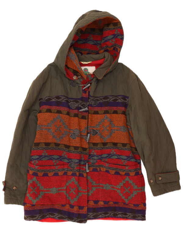 Vintage damski płaszcz z kapturem UK 20 2XL Khaki Fair Isle