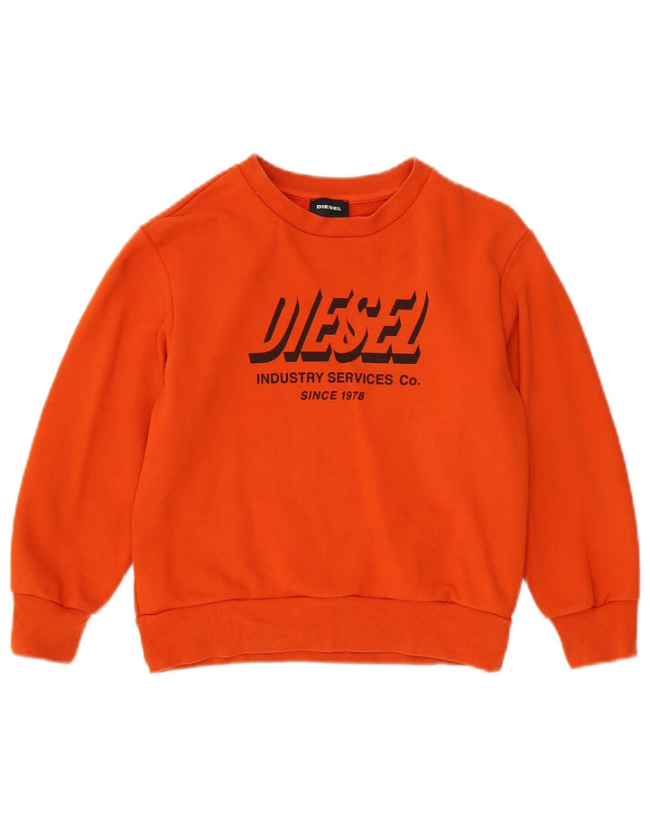 Chłopięca bluza z grafiką Diesel, 7-8 lat, pomarańczowa, bawełniana