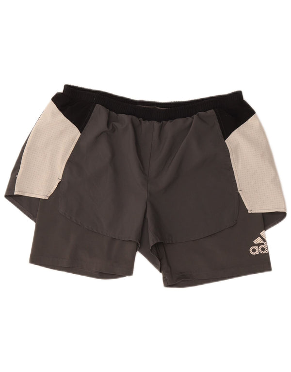 Damskie spodenki sportowe Adidas Aeroready UK 16/18, duże, szare, z blokami kolorów