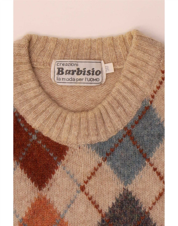 Sweter męski Barbisio z okrągłym dekoltem IT 50 średni beż Argyle/diament