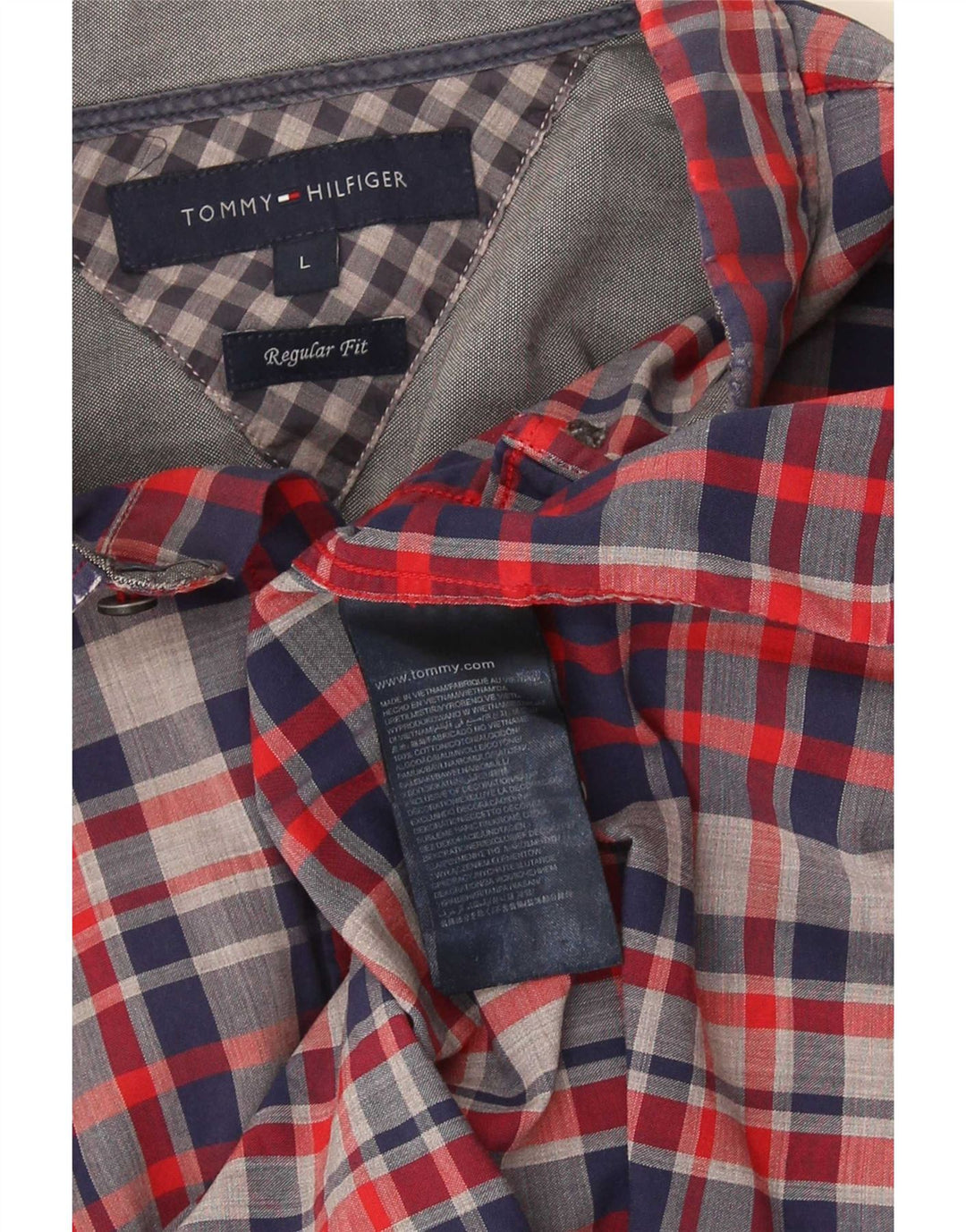 Męska koszula o regularnym kroju Tommy Hilfiger, duża, niebieska bawełniana krata