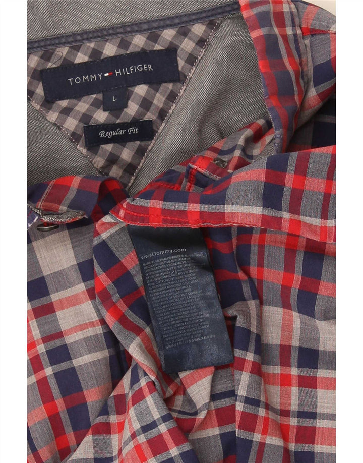 Męska koszula o regularnym kroju Tommy Hilfiger, duża, niebieska bawełniana krata