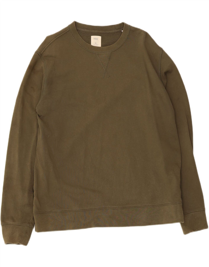 MARKS & SPENCER Męski sweter bluzowy XL, bawełniany khaki