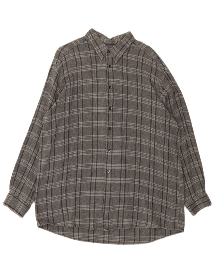 HUGO BOSS Mens Flannel Shirt XL Grey Check