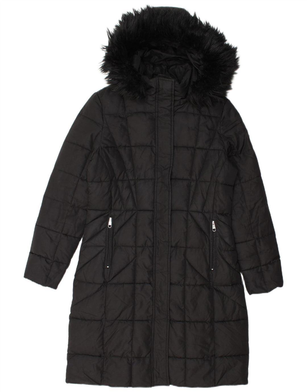 CALVIN KLEIN Womens Oversized Hooded Padded Coat UK 10 Small Black