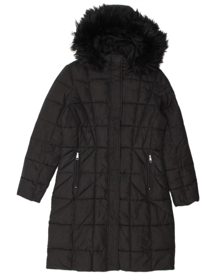CALVIN KLEIN Womens Oversized Hooded Padded Coat UK 10 Small Black