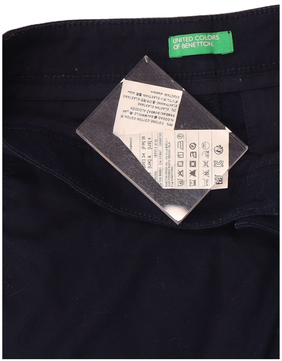 Damskie spodenki Chino BENETTON UK 8 Small W28 Granatowe, bawełniane