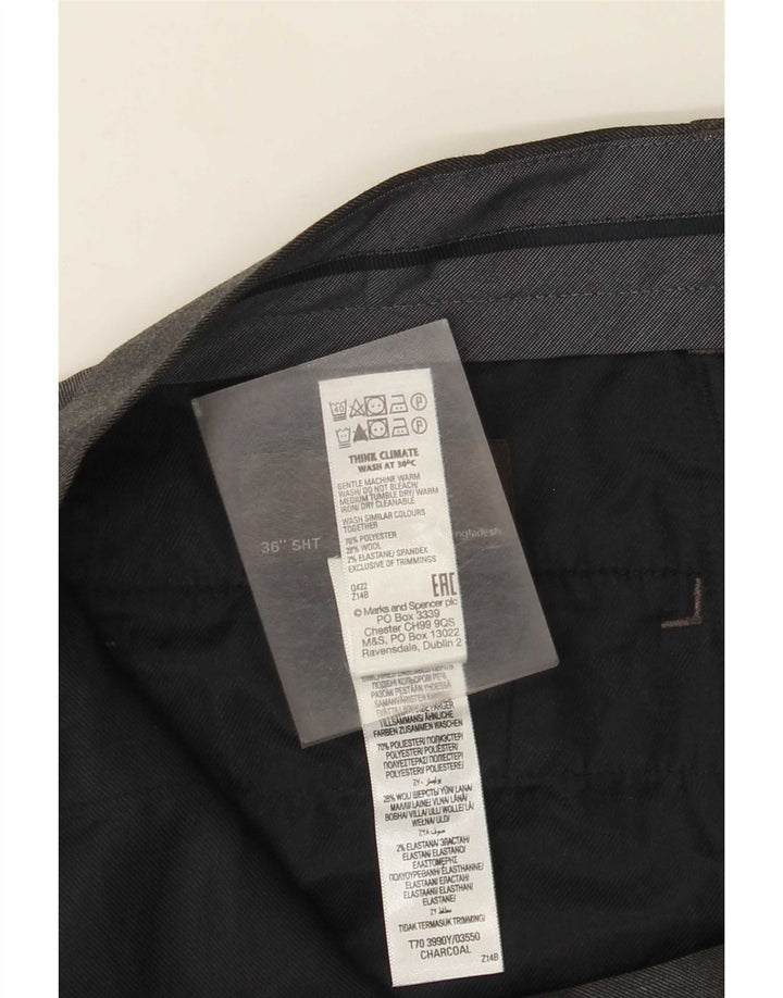 Męskie spodnie garniturowe Marks & Spencer o regularnym kroju W36 L29 Szary poliester