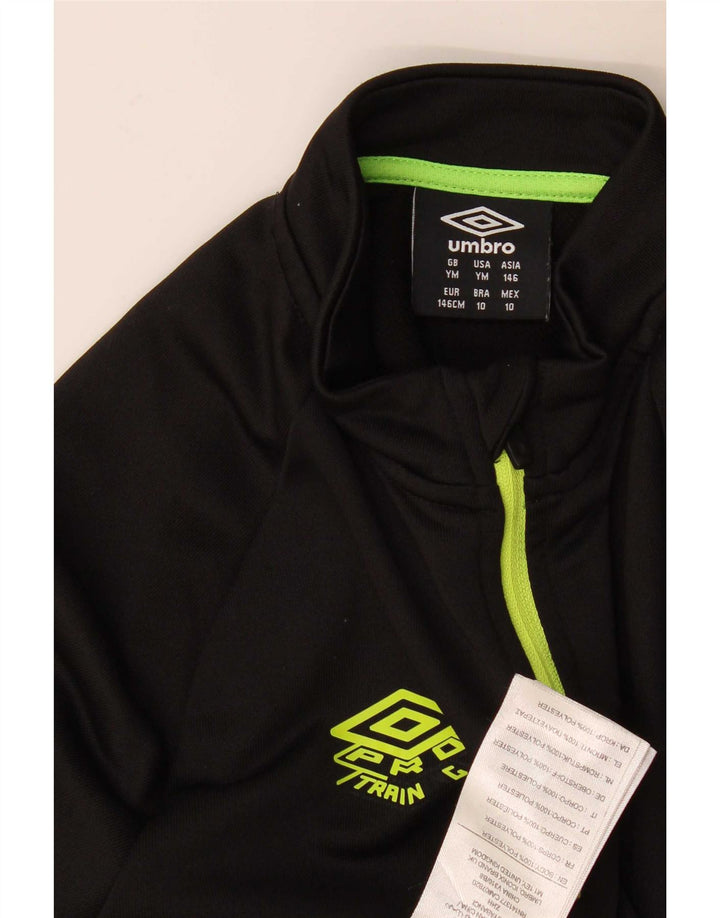 Top chłopięcy Umbro z zamkiem i dekoltem, z długim rękawem, 9-10 lat, średni czarny, blok kolorów