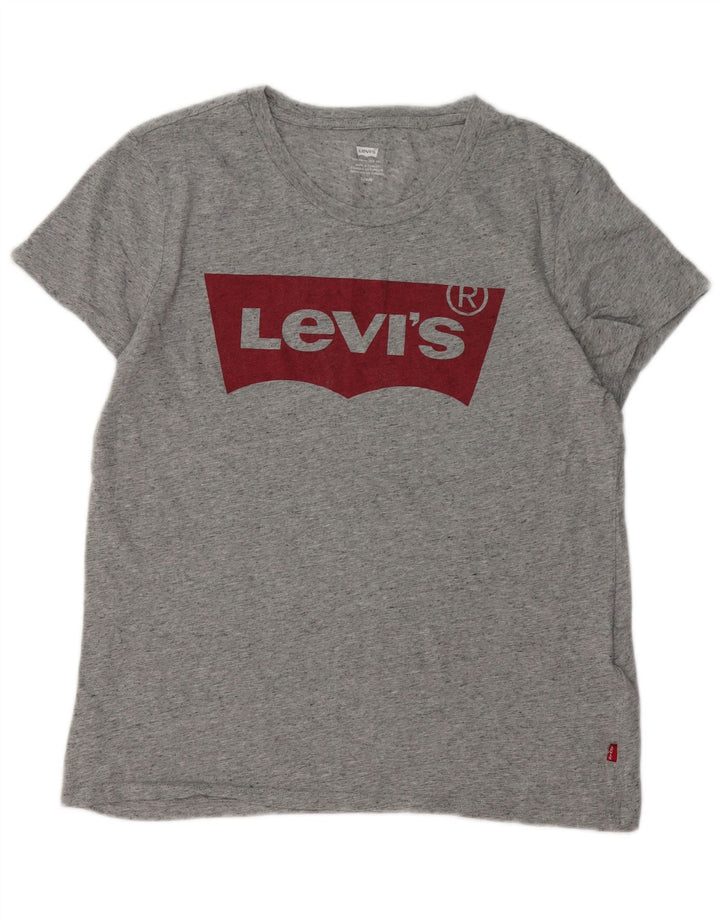 Damska koszulka z grafiką Levi's Top UK 14, duża, szara, nakrapiana bawełna