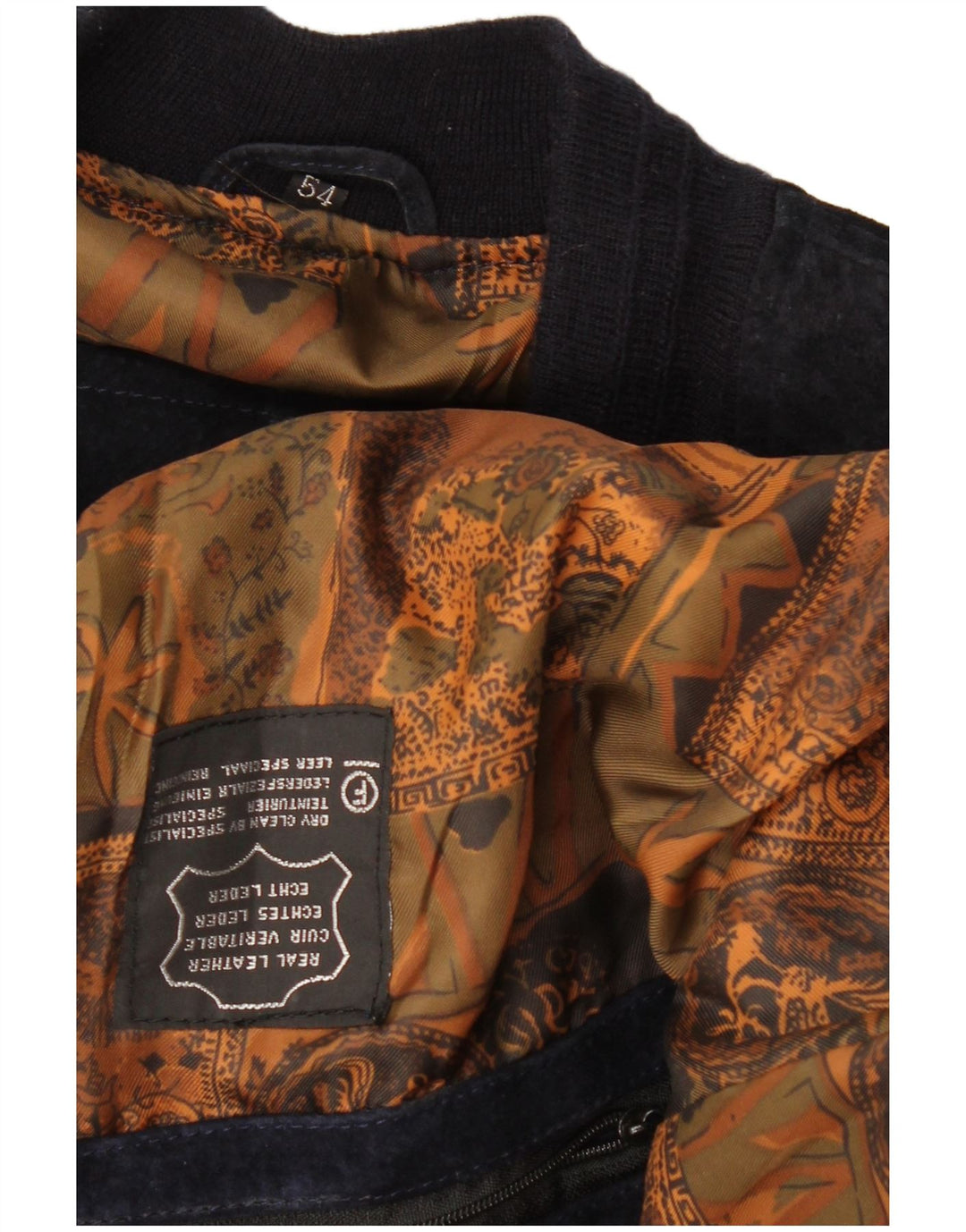 Męska zamszowa kurtka bomberka VINTAGE IT 54 2XL granatowa, skórzana