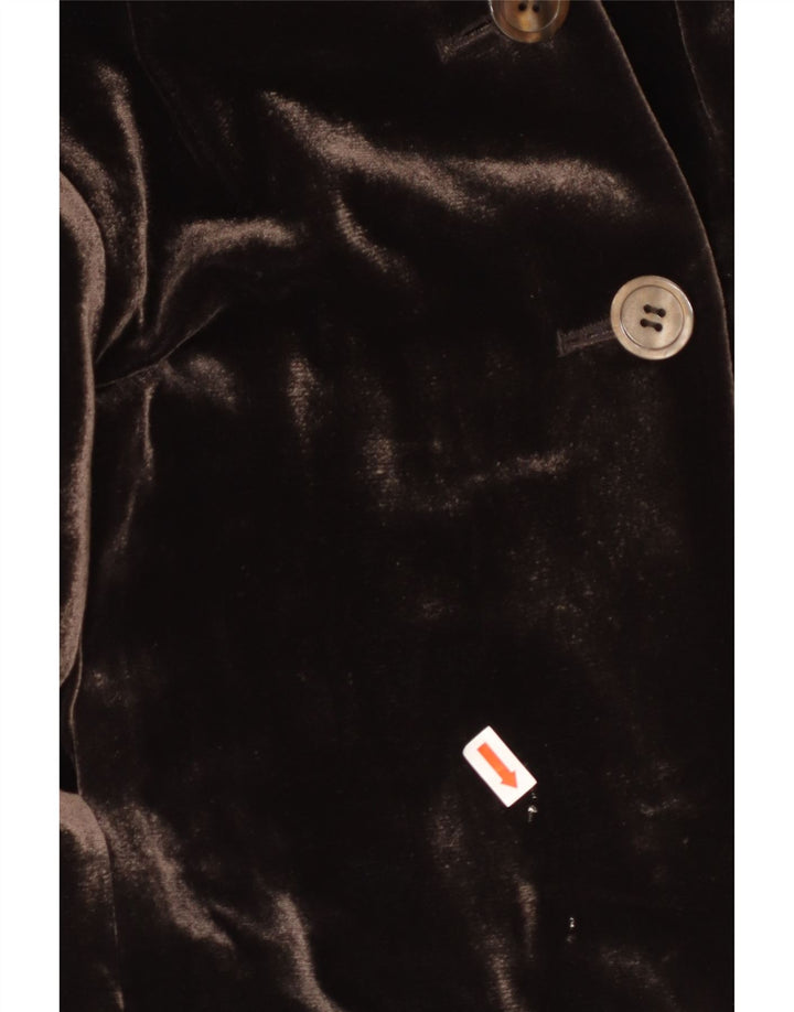 Damska marynarka zapinana na 3 guziki APRIORI UK 14, duża, brązowa, jedwabna