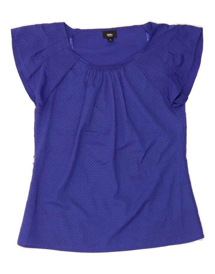 MOSSIMO Womens Blouse Top UK 12 Medium Blue Polka Dot Polyester Vintage Mossimo and Second-Hand Mossimo from Messina Hembry 