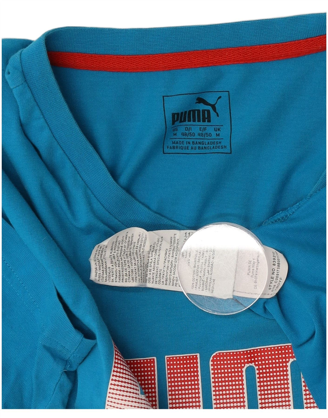 Męska koszulka z grafiką Puma, bawełniana, średnia niebieska