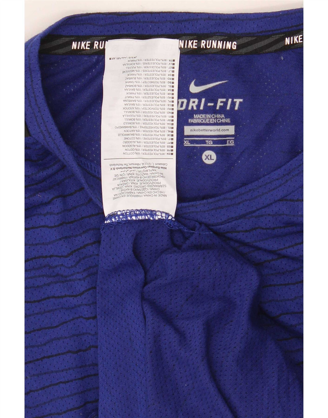Męski T-shirt Nike Dri Fit Top XL, poliester w granatowe paski