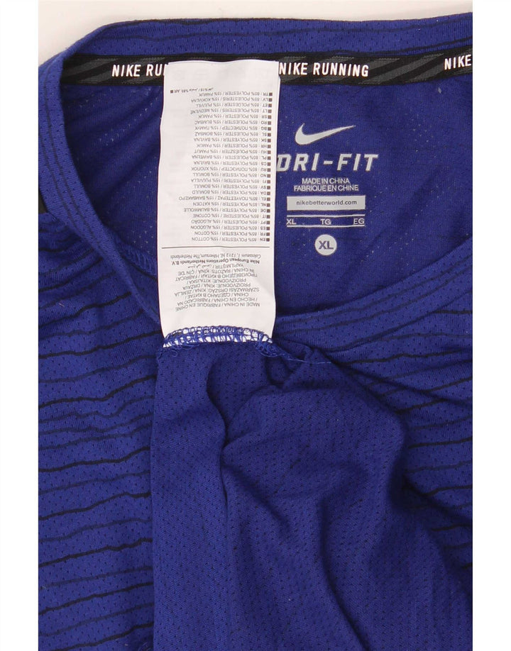 Męski T-shirt Nike Dri Fit Top XL, poliester w granatowe paski