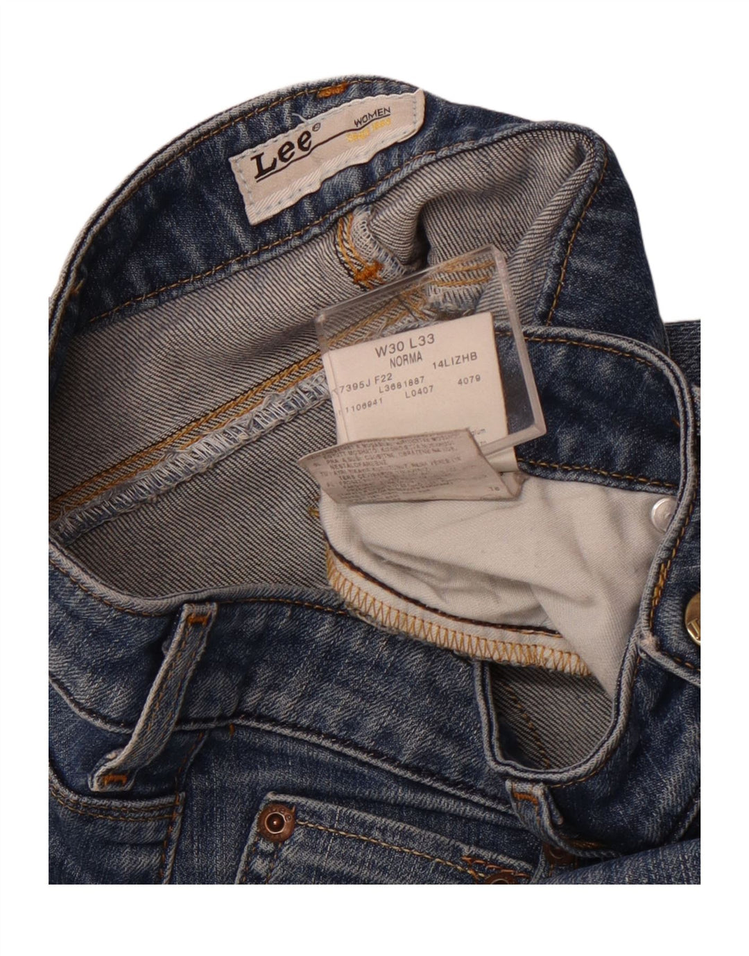 Damskie jeansy LEE Norma Cropped W30 L19 Niebieskie, bawełniane