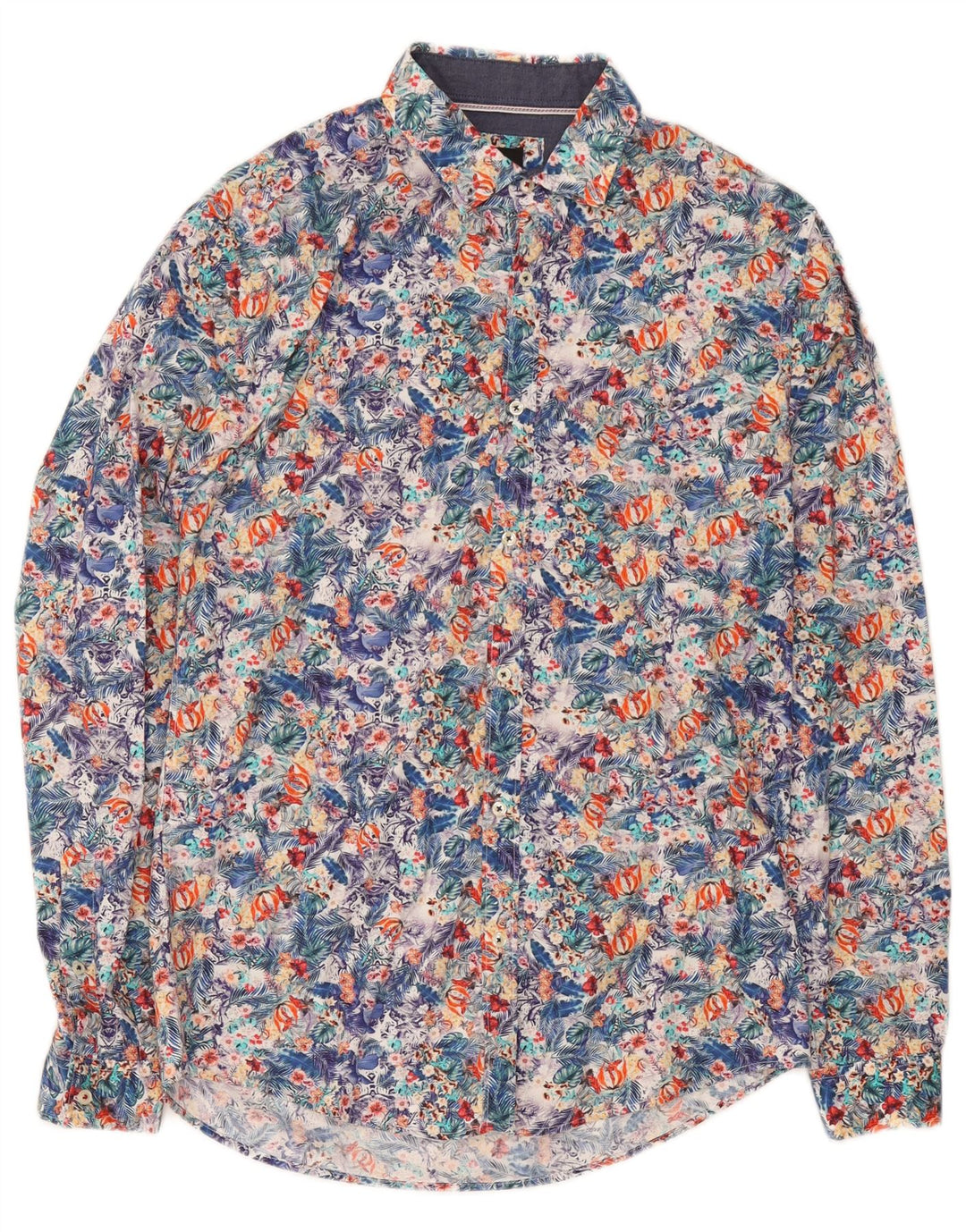 Koszula męska Zara Slim Fit, średnia, wielobarwna, bawełniana w kwiaty