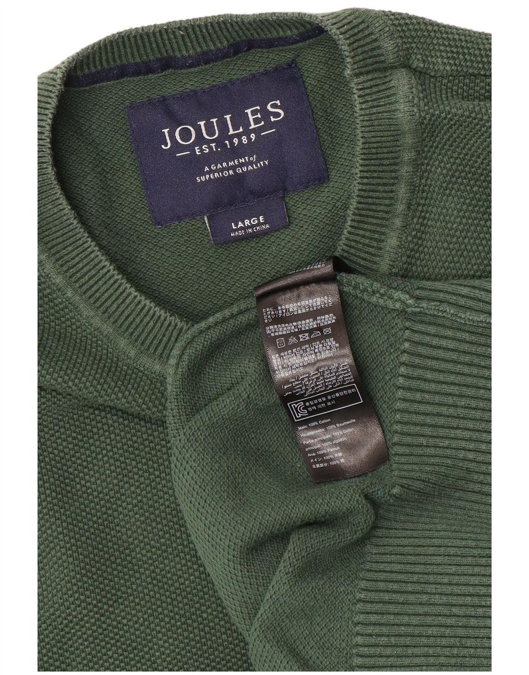 Męski sweter Joules z okrągłym dekoltem, duży, zielony, bawełniany