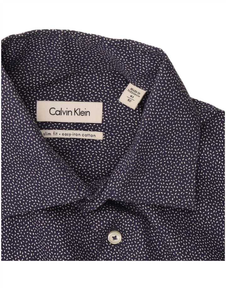 Koszula męska Calvin Klein Slim Fit, rozmiar 41, duża, bawełniana w granatowe cętki