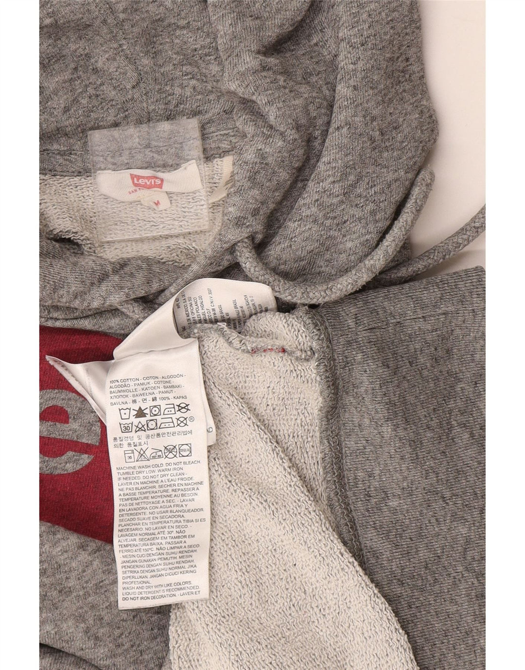 Męski sweter z kapturem i grafiką Levi's, średnioszary, bawełniany w cętki