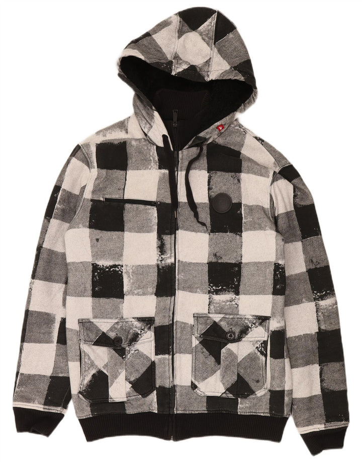 Męski sweter z kapturem i zamkiem błyskawicznym Quiksilver, średnia czarna bawełna w kratkę